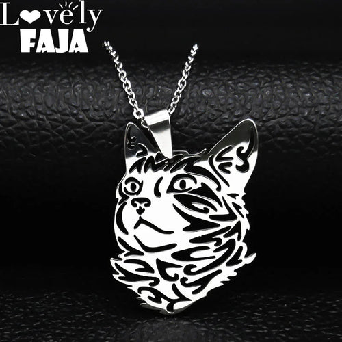 Cat Silver Statement Pendant Necklace — Stainless Steel