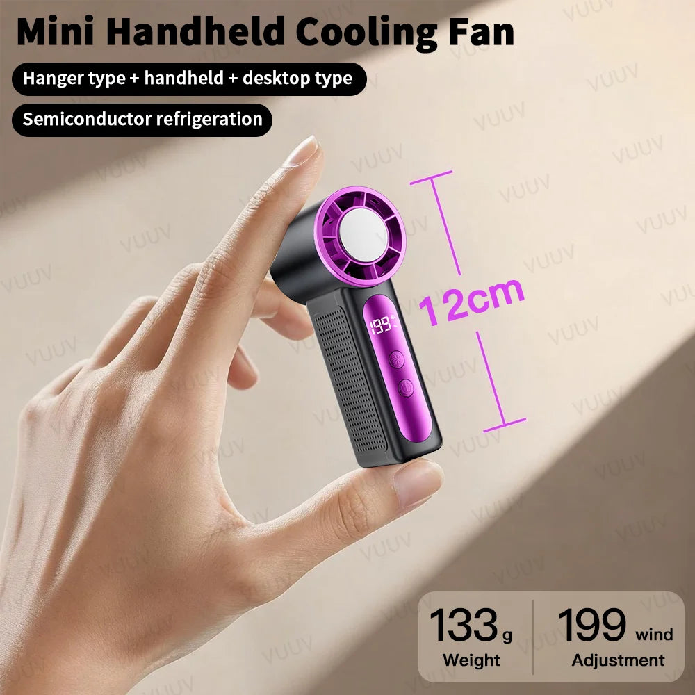 VUUV 2000mAh Portable Fan Rechargeable 5 Speed Mini Air Conditioner Small Fan Air Cooler with LED Digital Display