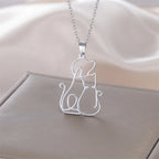 My Shape Hugging Puppy Kitten Necklace for Women Stainless Steel Pendant Chain Animal Cat Dog Jewelry Pets Lovers Gifts