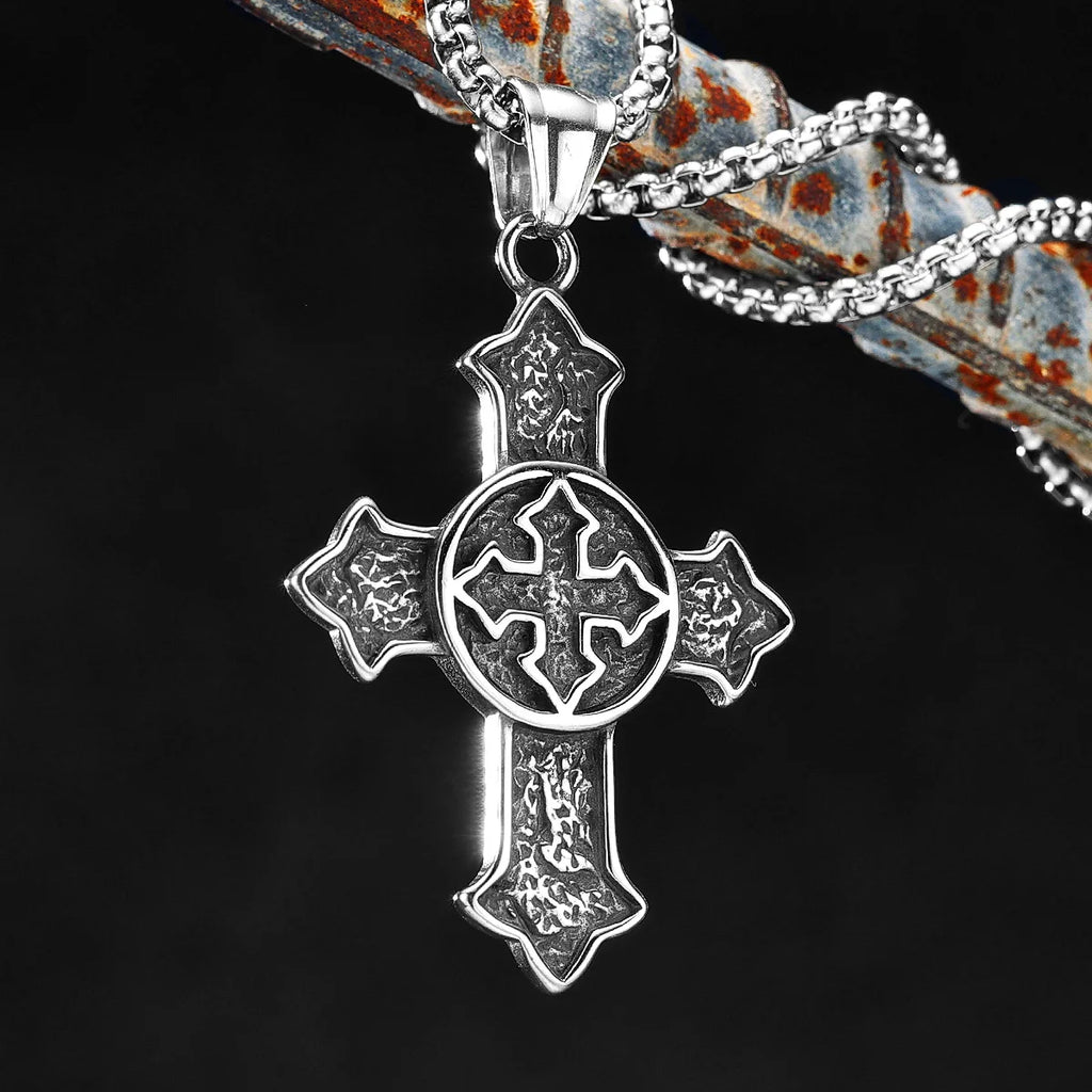 Gothic Cross Amulet Necklace — Stainless Steel