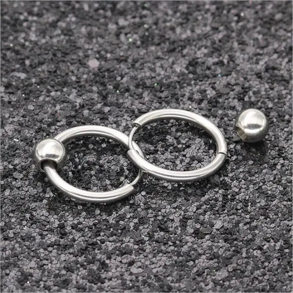 1 Pair Hoop Earrings Circle 8mm-16mm 316L Stainless Steel With Ball Earrings Piercing Plating No Fade Allergy Free For