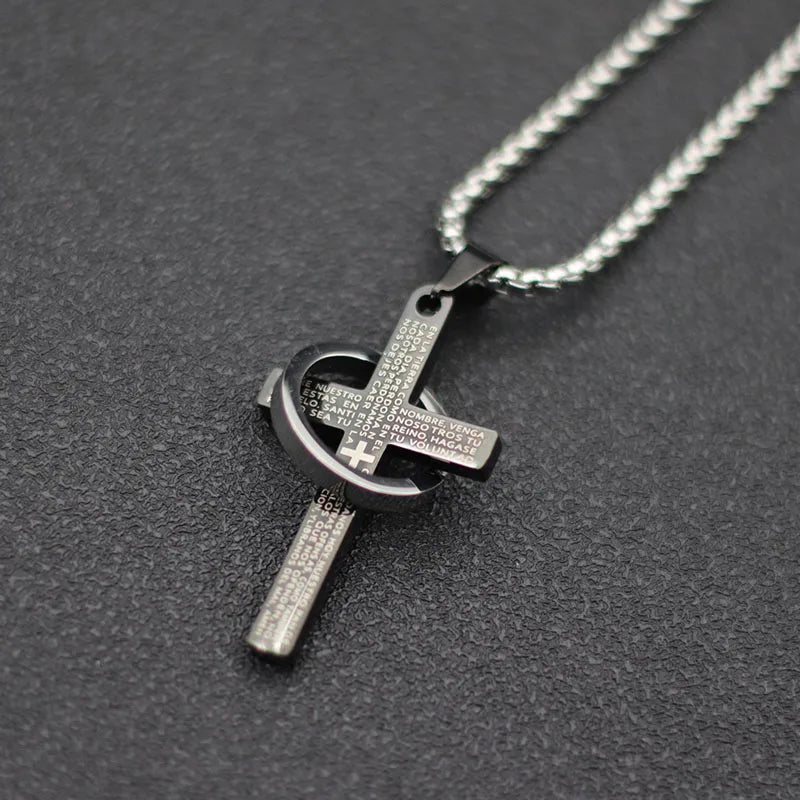 Fashion Men Necklace Unfading Not Allergic Stainless Steel Cross Collar 24 Inches Pendant Jewelry Hiphop Rock Casual