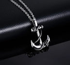 Anchor Cross Pendant Necklace — Stainless Steel