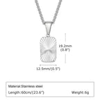 Sunburst Square Pendant Necklace — Stainless Steel