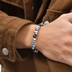Adjustable Beaded Bracelet for Men — Stainless Steel