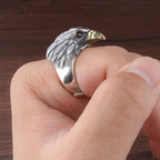Buyee 925 Sterling Silver Big Ring Finger Cute Eagle Open Ring for Women Man Unique Fashion Animal Punk Fine Jewelry Circle