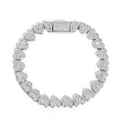 Heart Tennis Bracelet Silver 8MM Baguette Iced Out