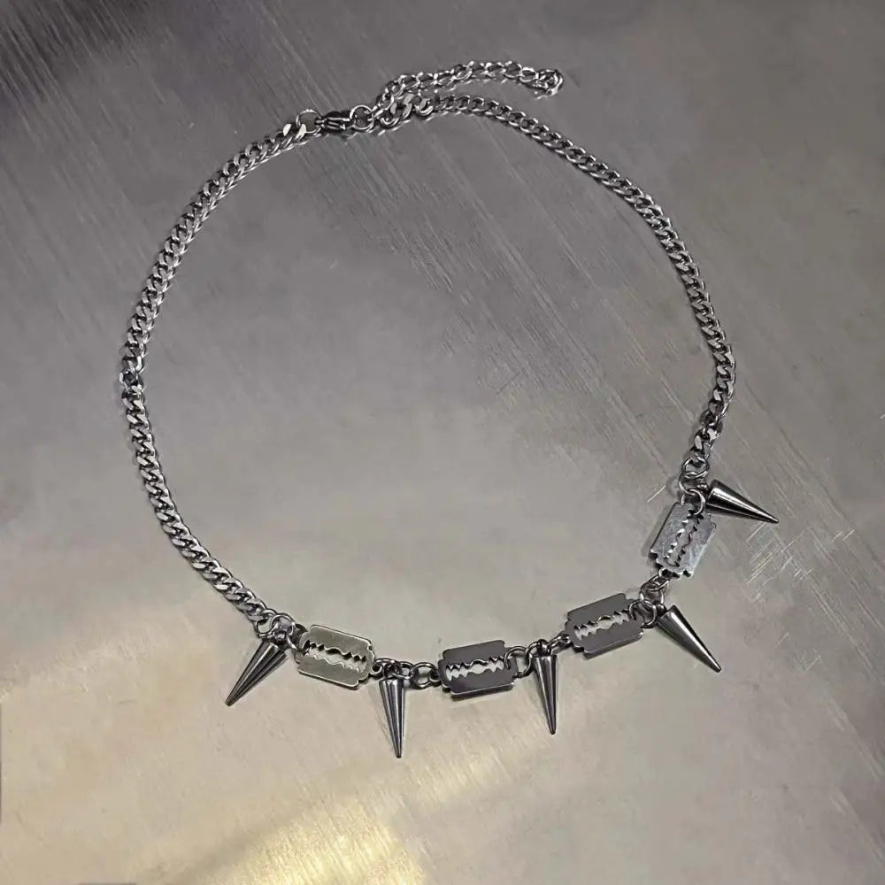 Punk Razor Spike Pendant Necklace
