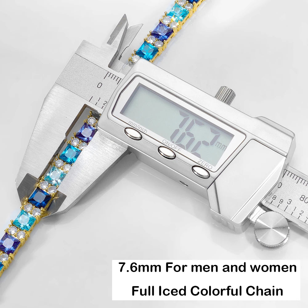 Tennis Necklace Stainless Steel Blue Gradient CZ