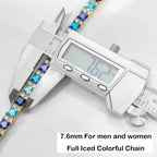 Tennis Necklace Stainless Steel Blue Gradient CZ