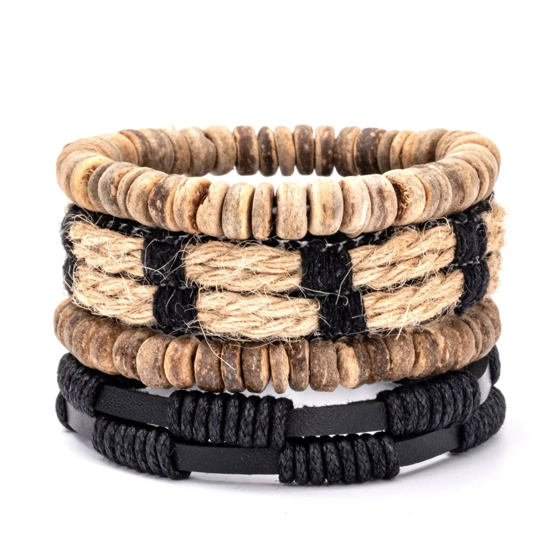 Leaf Pendant Bohemia Leather Bracelets for Men Women Ethnic Braid Rope Hand Woven Bracelet Drawstring Bracelet Beads Jewelry
