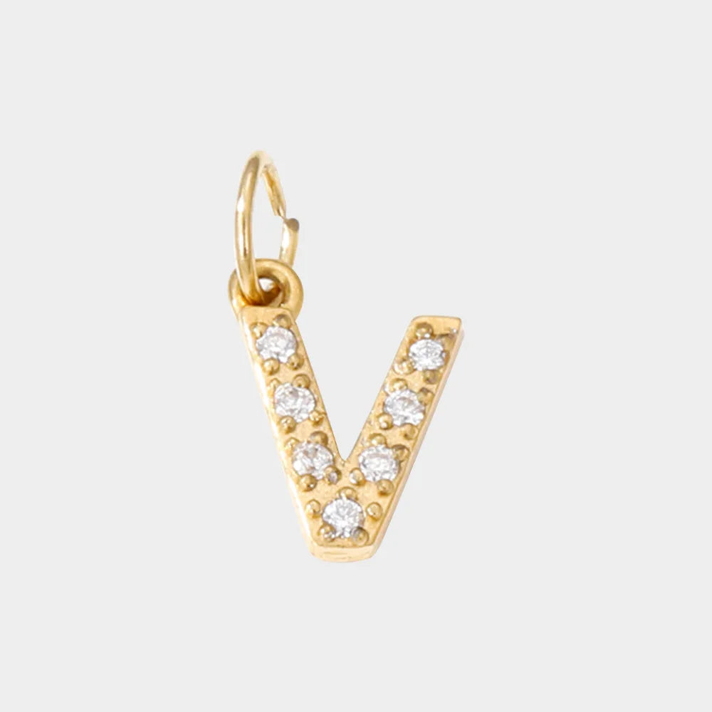 Letter Charm Pendant Necklace — Gold Iced