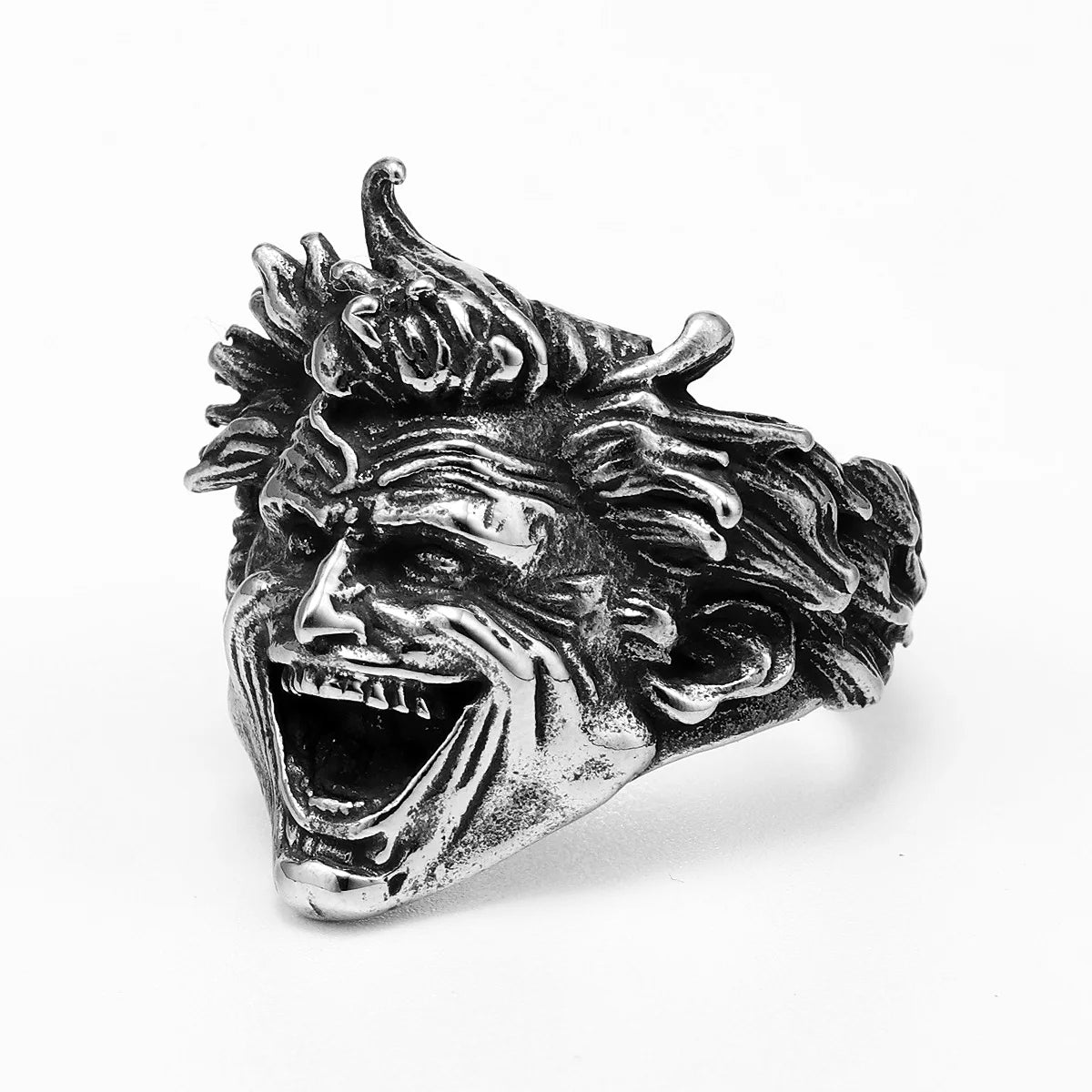Clown Portrait Ring Stainless Steel Gothic