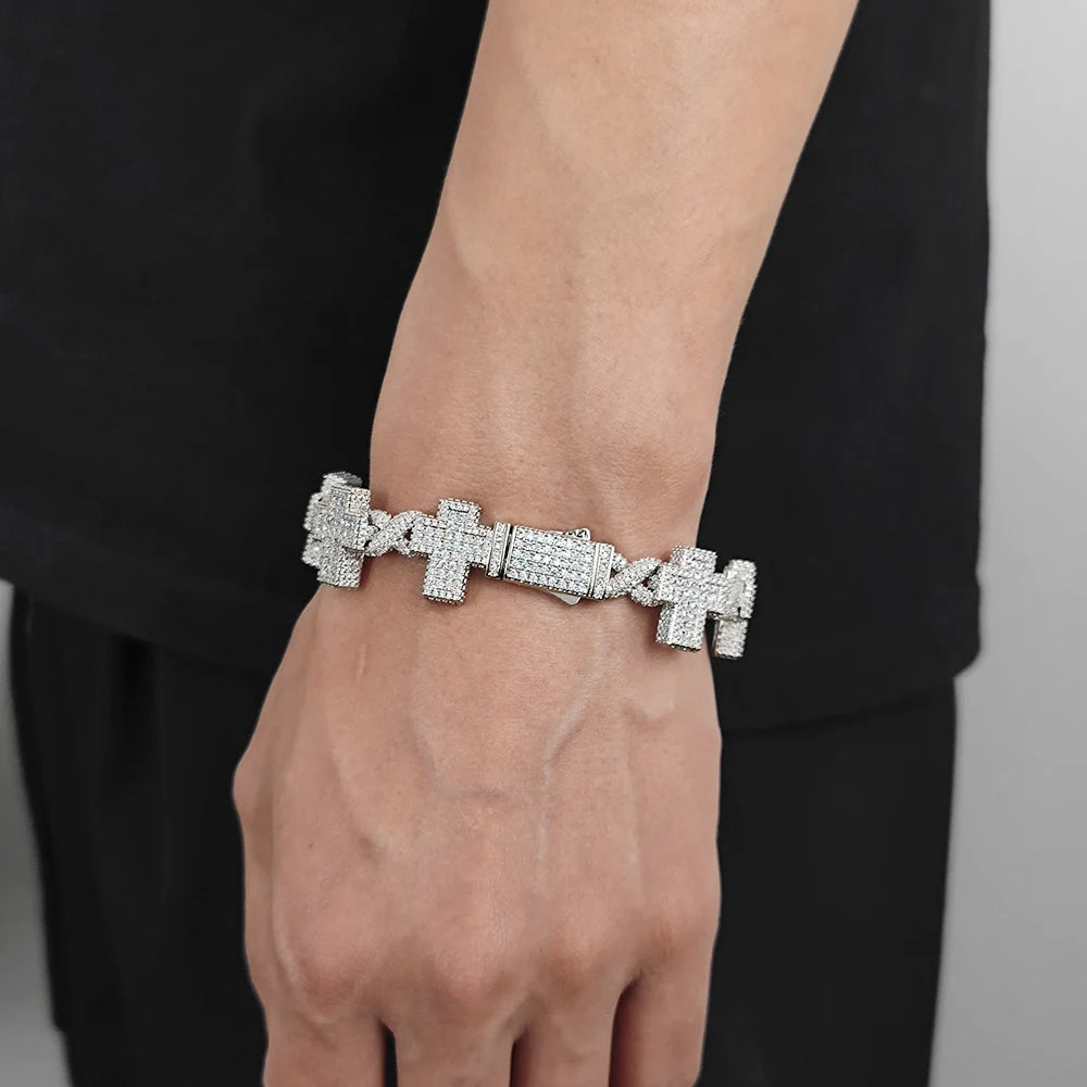 Iced Out Cross Infinity Bracelet CZ Cuban