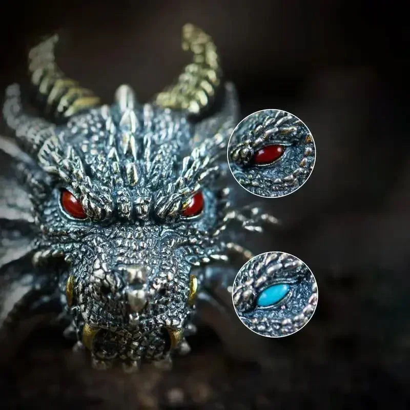 Retro Domineering Ethnic Style Fire-Breathing Dragon Ring Men\\\\\'s Charm Open Ring Punk Motorcycle Rider Jewelry Accessories