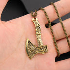 Fashion Wolf Totem Axe Necklace Wolf Head Amulet Pendant Hip Hop Punk Necklaces for Men Gothic Jewelry Party Personality Gift