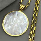 Cross Gold Pendant Natural Shell Christian Jerusalem