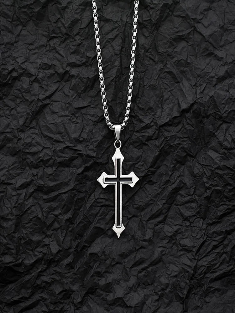 Cross Black Pendant Japanese Korean