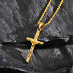 Religious Cross Jesus Pendant Necklace for Men Women, Non-Fading Stainless Steel Chains Choker, Prayer Faith Jewelry