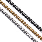 1 piece Size 3.6mm/5mm/7mm Men's Necklace Stainless Steel Cuban Link Chain Bracelet Necklace Steel Gold Black Color Male Jewelry