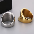 18K Vacuum Plated Wide Rings for Man Solid 316l Stainless Steel Men's Band Accessories Engagement Ring Birthday Party