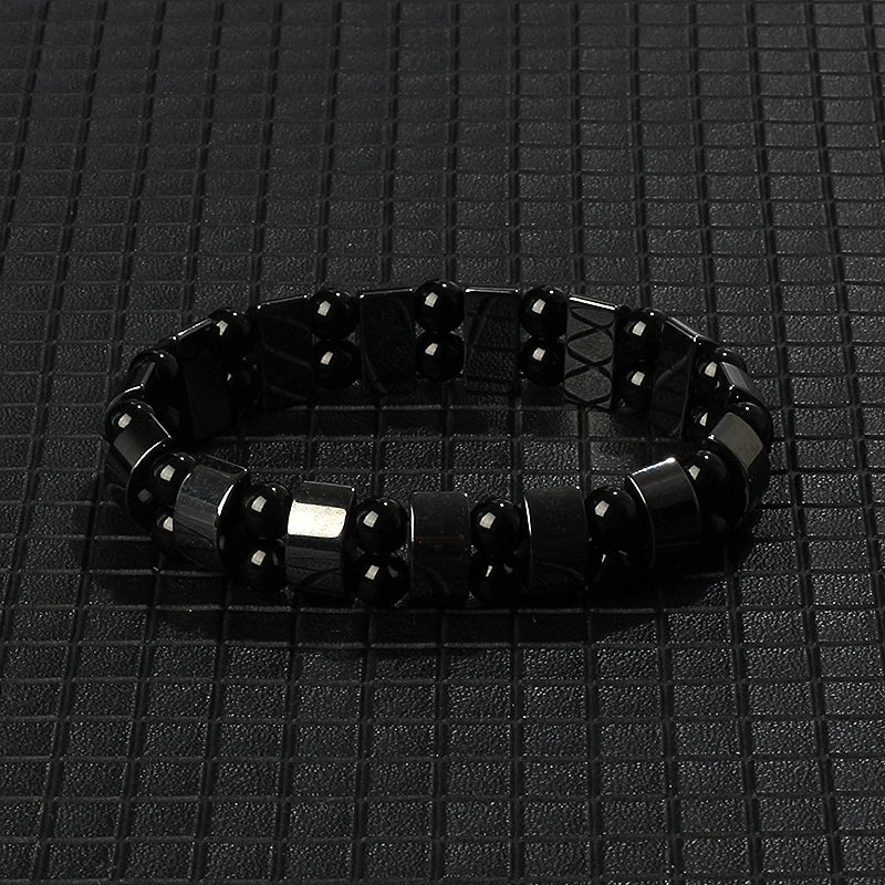 Hematite Therapy Stretch Bracelet — Mixed Metal