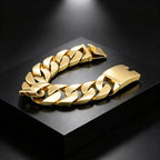 26mm Punk Rock Stainless Steel Rhombus Cuban MIami Link Chain Bracelets for Men Hip Hop Rock Jewelry Gold Color