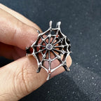 Retro The Spider Web Adjustable Open Ring For Men Punk Gothic Edgy Copper Jewelry Cosplay Holloween Accessories Unisex