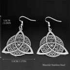 Celtic Silver Earrings Retro Witch Knot Pattern