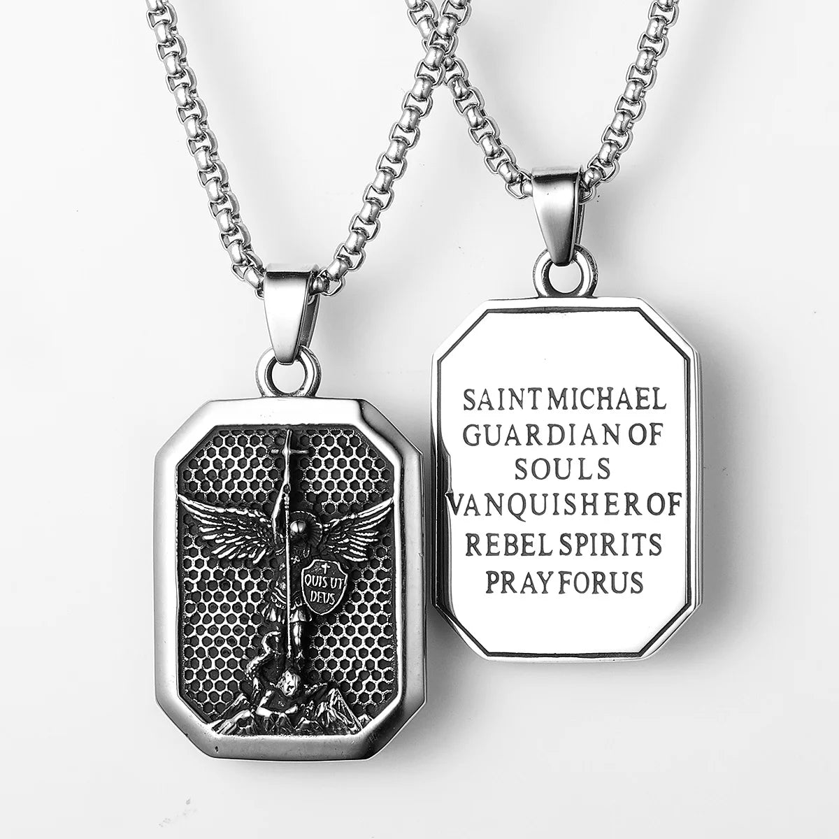 Archangel Michael Pendant Necklace Stainless Steel