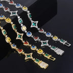 Iced Out Chain Necklace Stainless Steel Multicolor