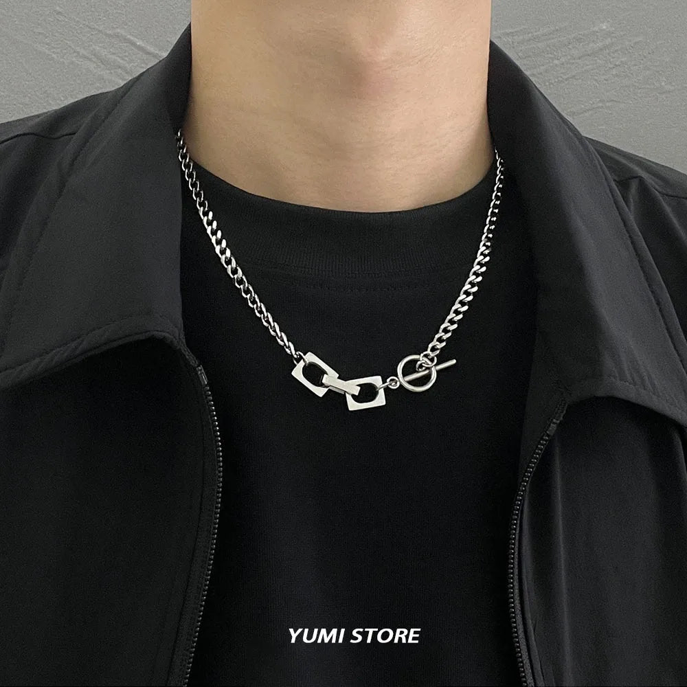 Trend Lock Necklace For Man Woman Hip Hop Titanium Steel OT Clavicle Chain Punk Jewelry Charm Unisex Accessories Wholesale