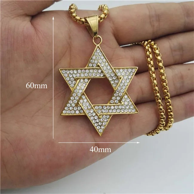 Iced Out Star of David Pendant Necklace — Gold