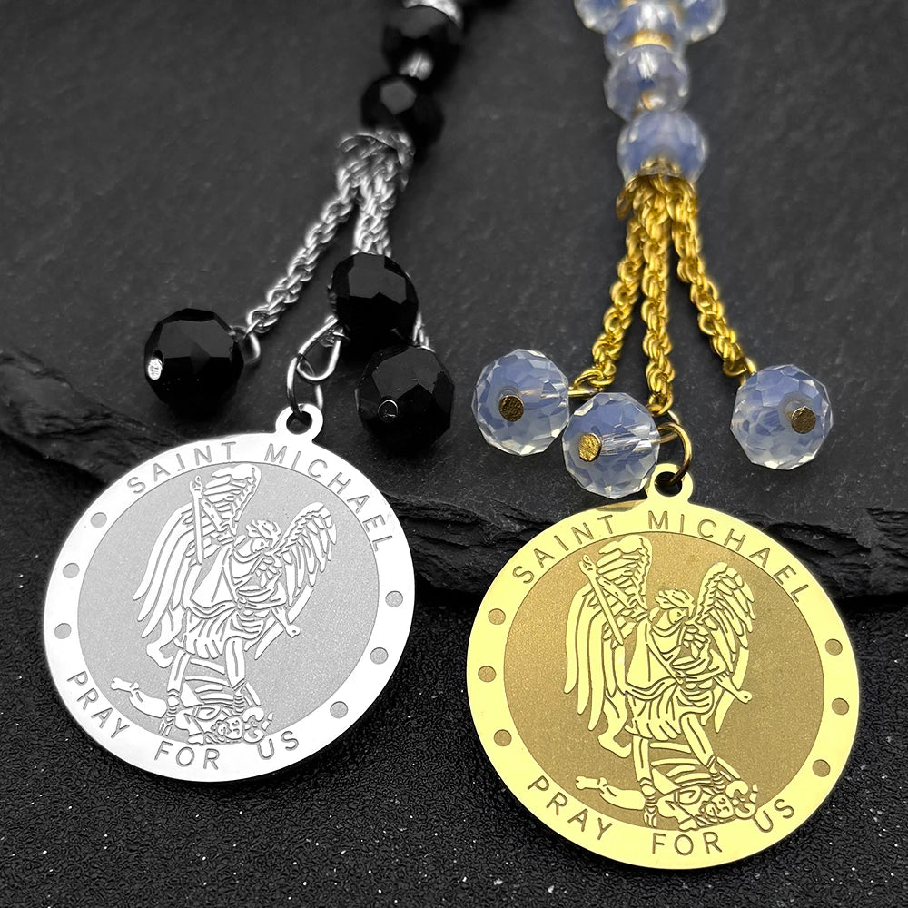 Archangel Michael Car Pendant — Silver-Tone Metal