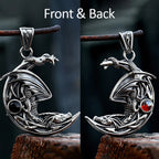 Dragon Stone Moon Pendant — Stainless Steel