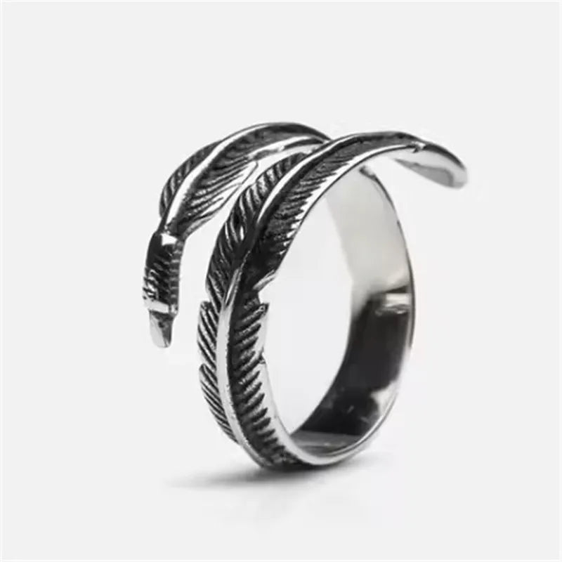 Feather Ring Adjustable for Men & Women — Stainless Steel