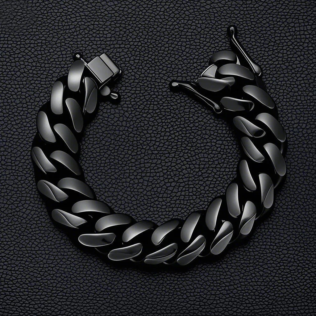 Hip Hop Black Color Stainless Steel Dense Cuban Miami Link Chain Necklaces for Men Bling Rapper jewelry Drop Shipping