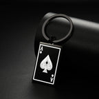 Ace of Spades Poker Card Keychain — Stainless Steel