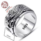 Handmade 12mm Width Real S925 Sterling Silver Lucky Dragon Double Layer Rotatable Closed Dragon Ring For Man Woman Fine