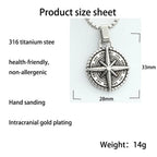Voyager Vintage Viking Compass Pendant Necklace For Men Punk Hip Hop 316L Stainless Steel Biker Cross Necklace Jewelry