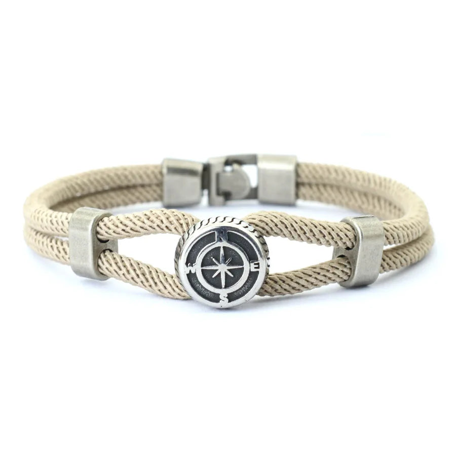 New Compass Braslet Viking Nautical Rope Braslet Fashion Mens Bracelet Antique Pulsera Hombre Armband Herren Wrap
