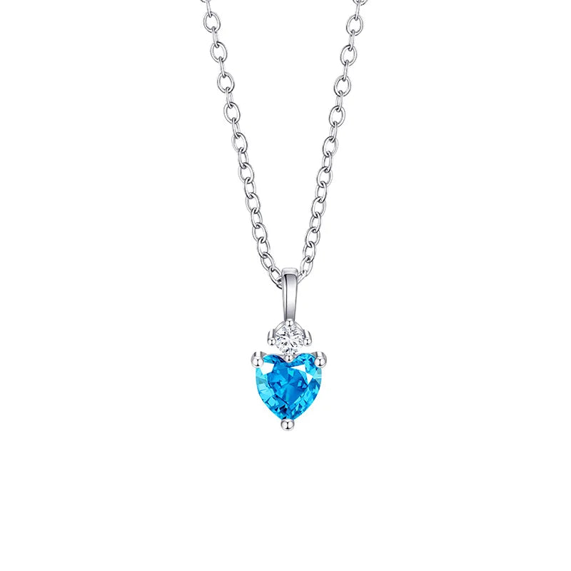 Blue Tears Heart Crystal Pendant Necklace