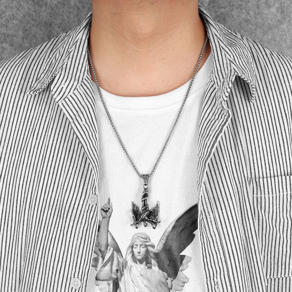 Fallen Angel Pendant Necklace — Stainless Steel