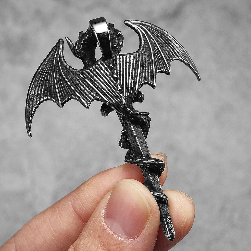 Dragon Slaying Sword Pendant Necklace — Stainless Steel