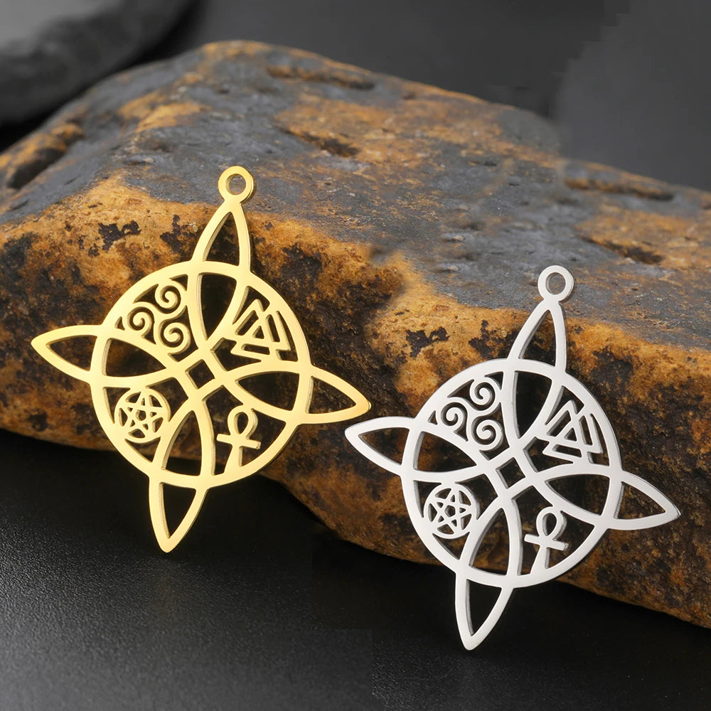 Trinity Witch Knot Charm Pendant — Steel