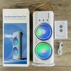 Summer Cool Double-Blade Spray Fan USB Desktop Air Conditioning Fan Office Portable Water-Cooled Mute Spray Fan