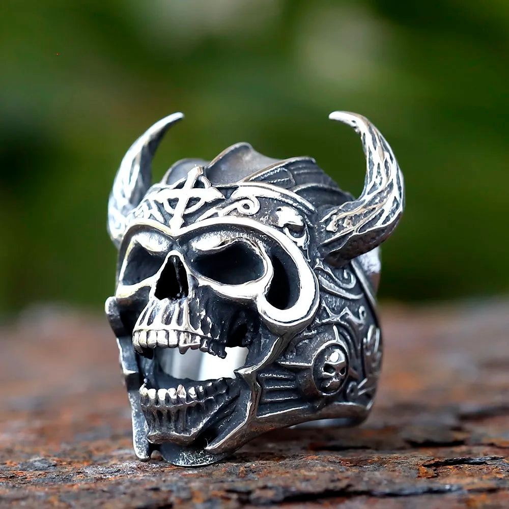 Nordic Viking Skull Ring for Men — 316L Stainless Steel