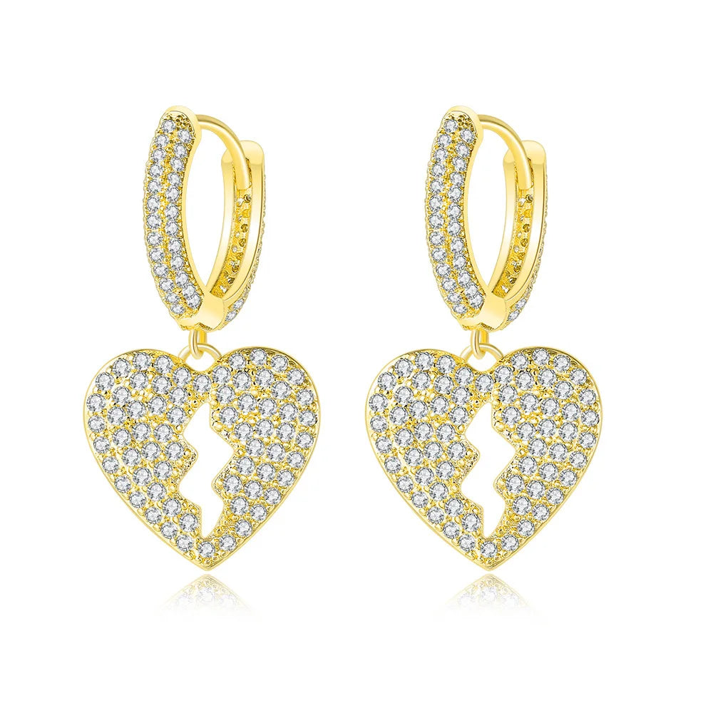 Crystal Heart Hoop Earrings — Stainless