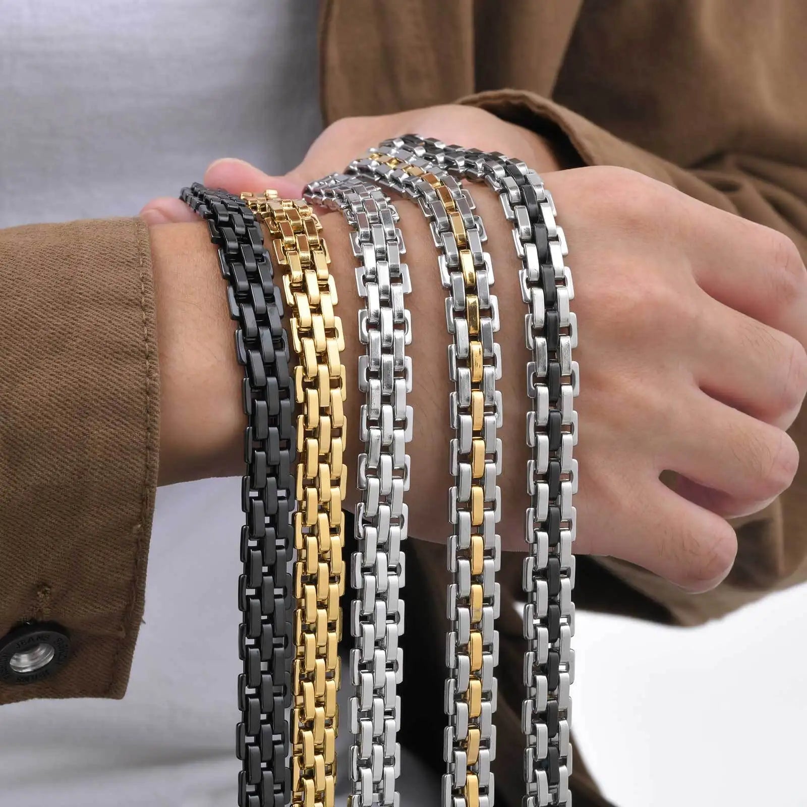 Two-Tone Statement Bracelet — Stainless Steel