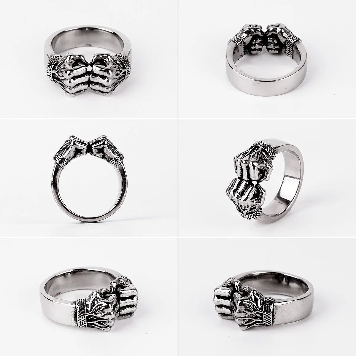 316L Stainless Steel Angry Fist Power Man Men Rings Punk Rock Hip Hop Creativity Personality for Male Boy Fashion